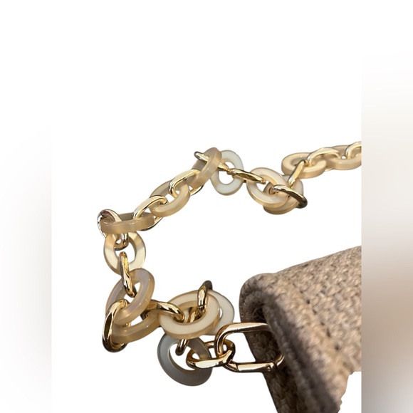 CHRISTIAN DIOR Raffia Jute Handbag with Acrylic and Metal Chain - Picture 5 of 12